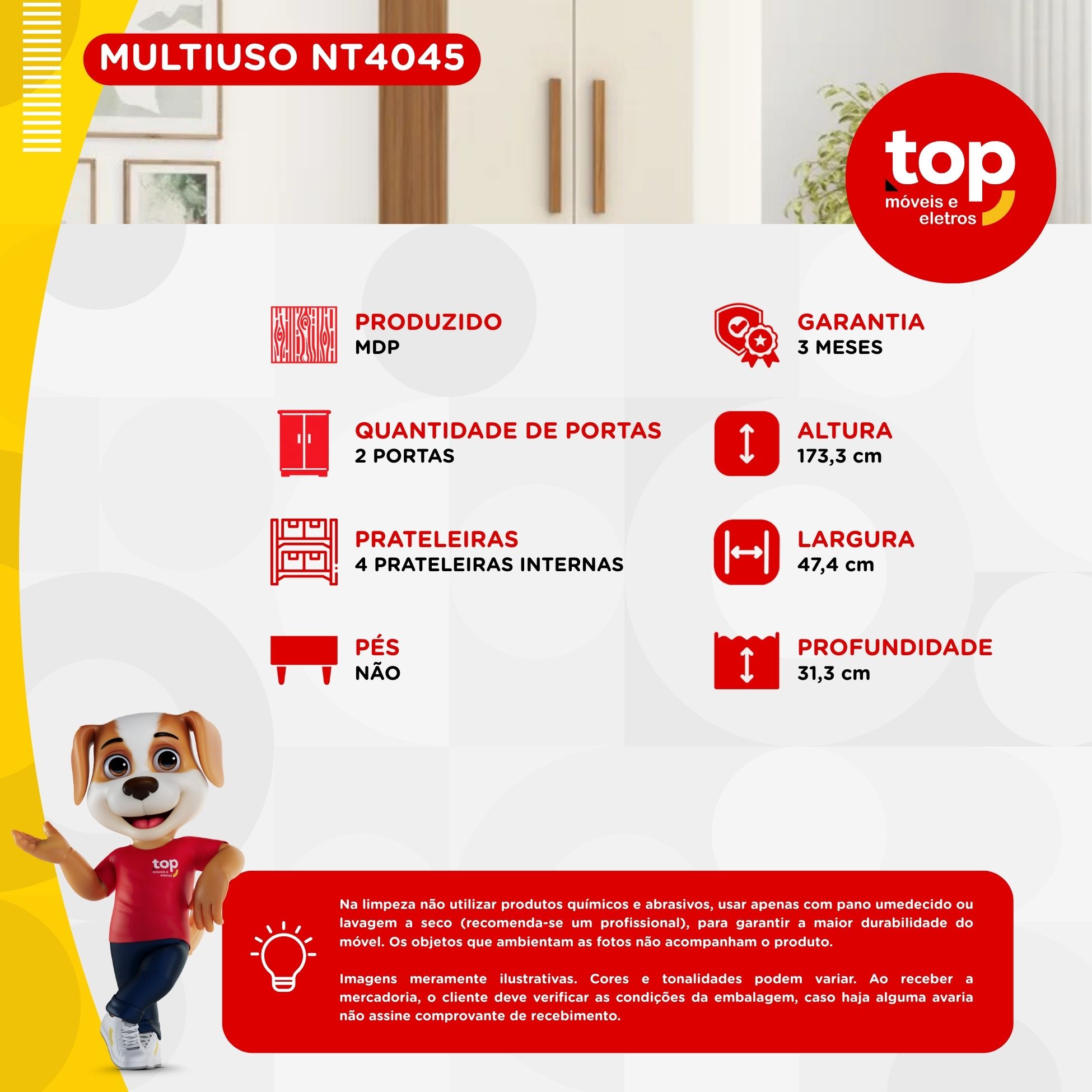 Armário NT4045 Freijó/Off White - Notável | Lojas Top Móveis e Eletros